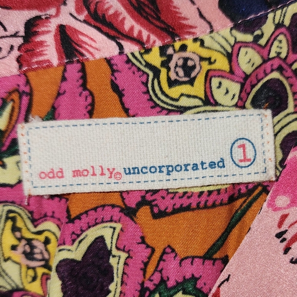 Odd Molly Silk Patchwork Midi Dress | Size Small - Picture 13 of 13